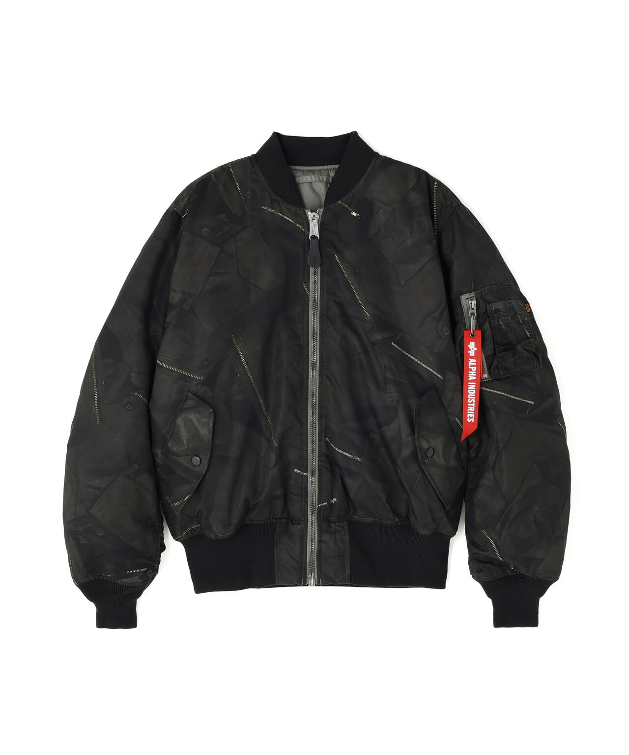MA-1 ZIPPERED PRINT FLIGHT JACKET