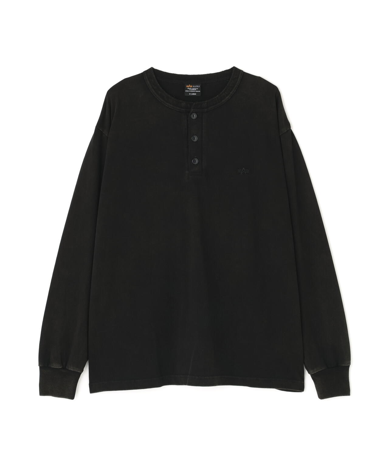 SNOW WASH LS HENLEY NECK T-SHIRT