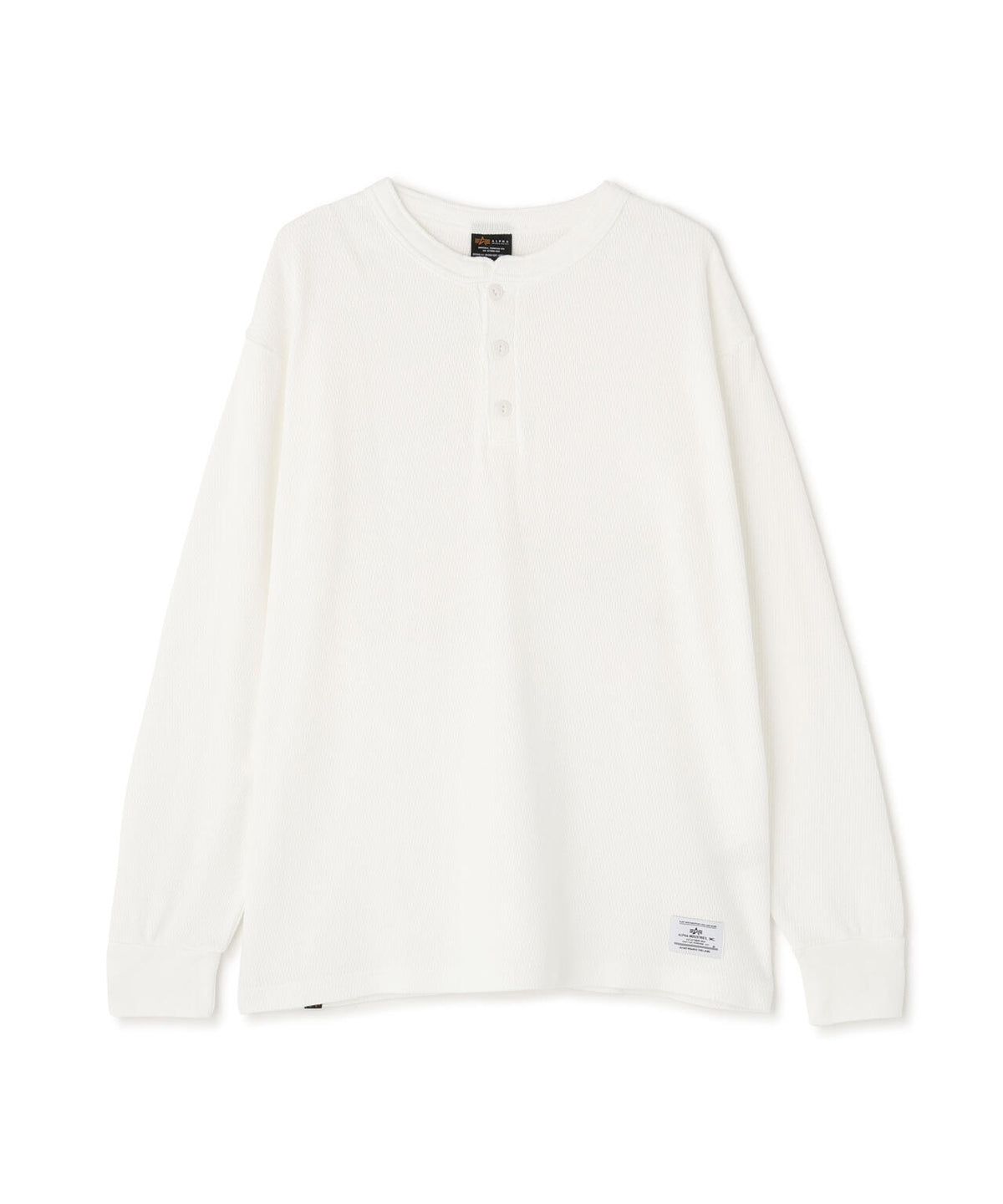 HONEYCOMB WAFFLE LS HENLEY NECK T-SHIRT / ハニカム ワッフル ロング ヘンリーネック ティーシャツ