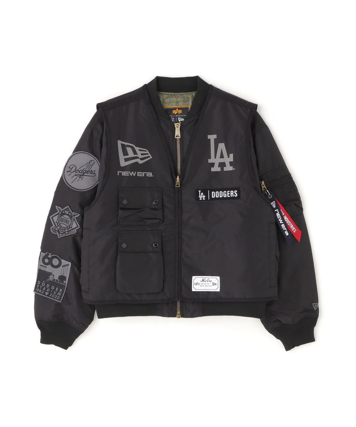 《MLB X ALPHA X NEW ERA》MA-1 2in1 FLIGHT JACKET & VEST ロサンゼルス・ドジャース