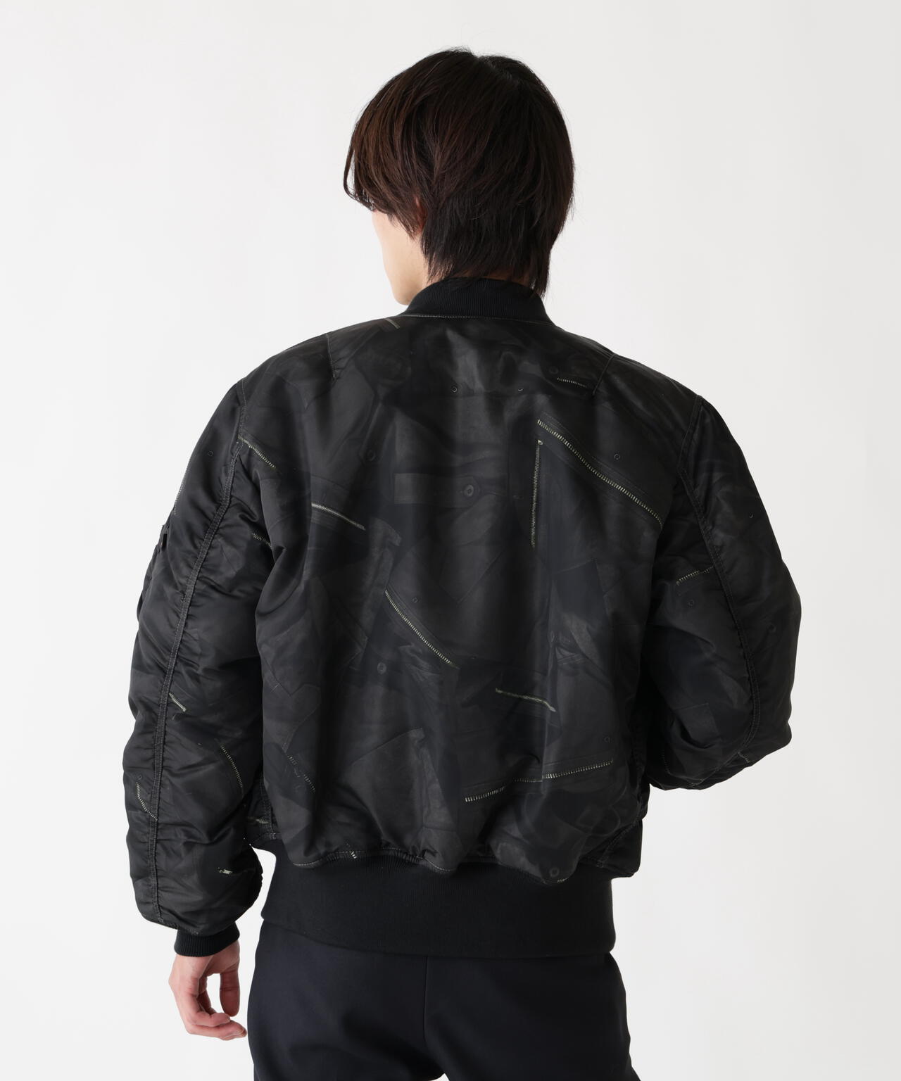 MA-1 ZIPPERED PRINT FLIGHT JACKET