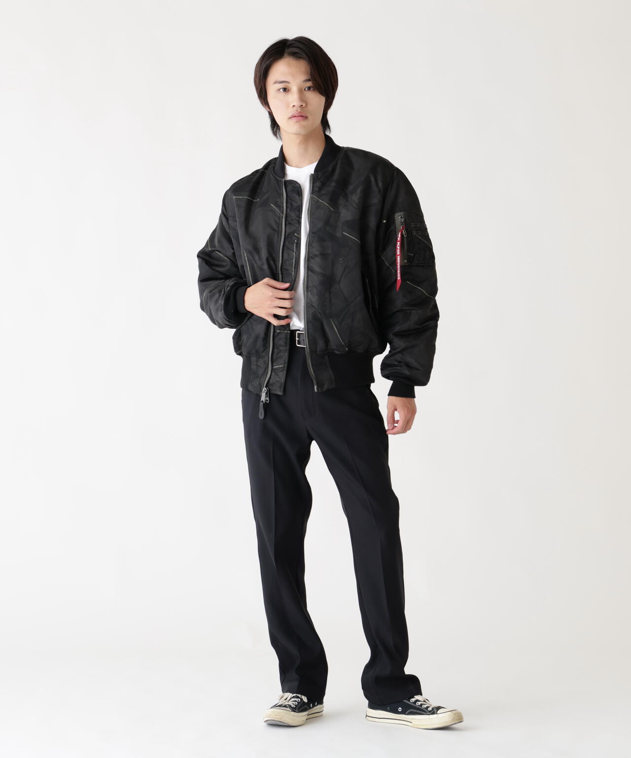 MA-1 ZIPPERED PRINT FLIGHT JACKET