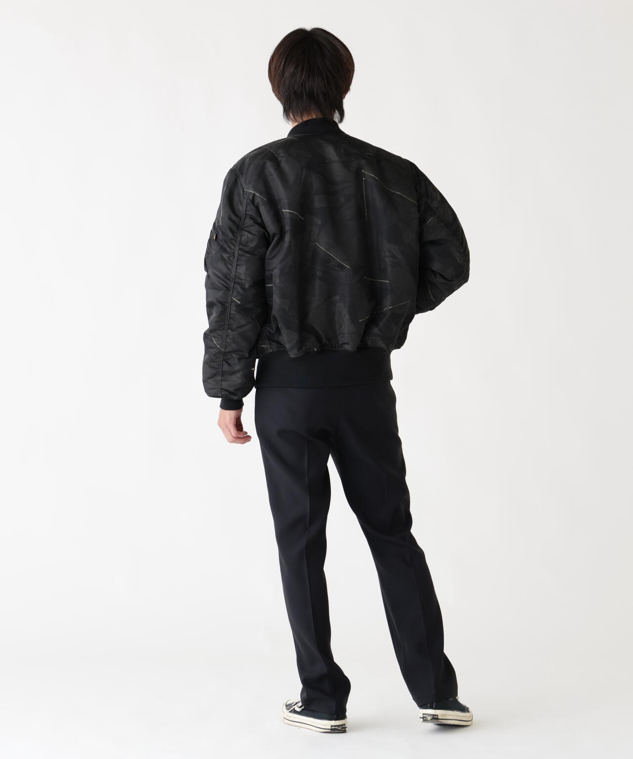 MA-1 ZIPPERED PRINT FLIGHT JACKET