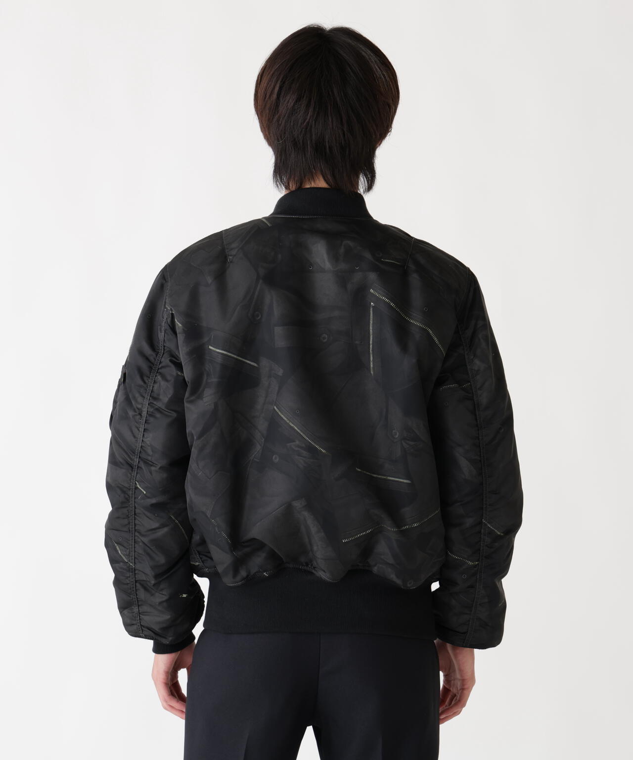 MA-1 ZIPPERED PRINT FLIGHT JACKET