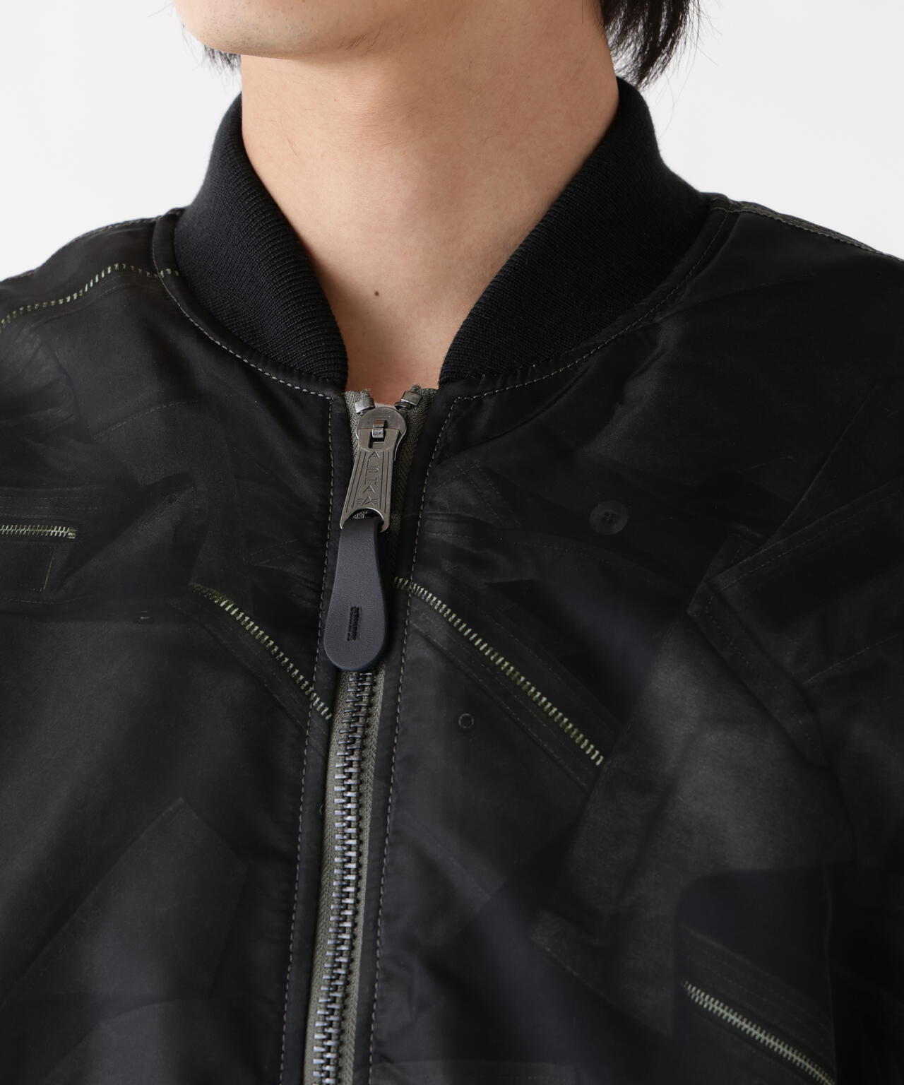 MA-1 ZIPPERED PRINT FLIGHT JACKET