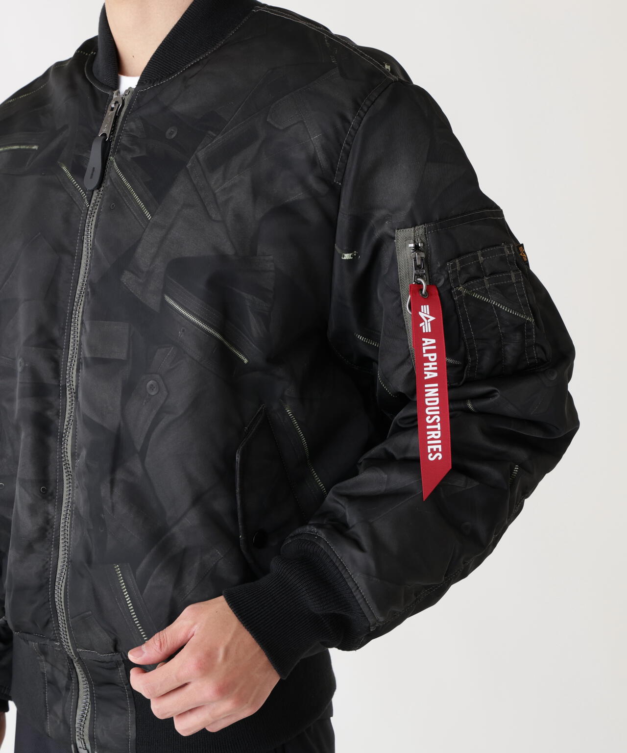 MA-1 ZIPPERED PRINT FLIGHT JACKET