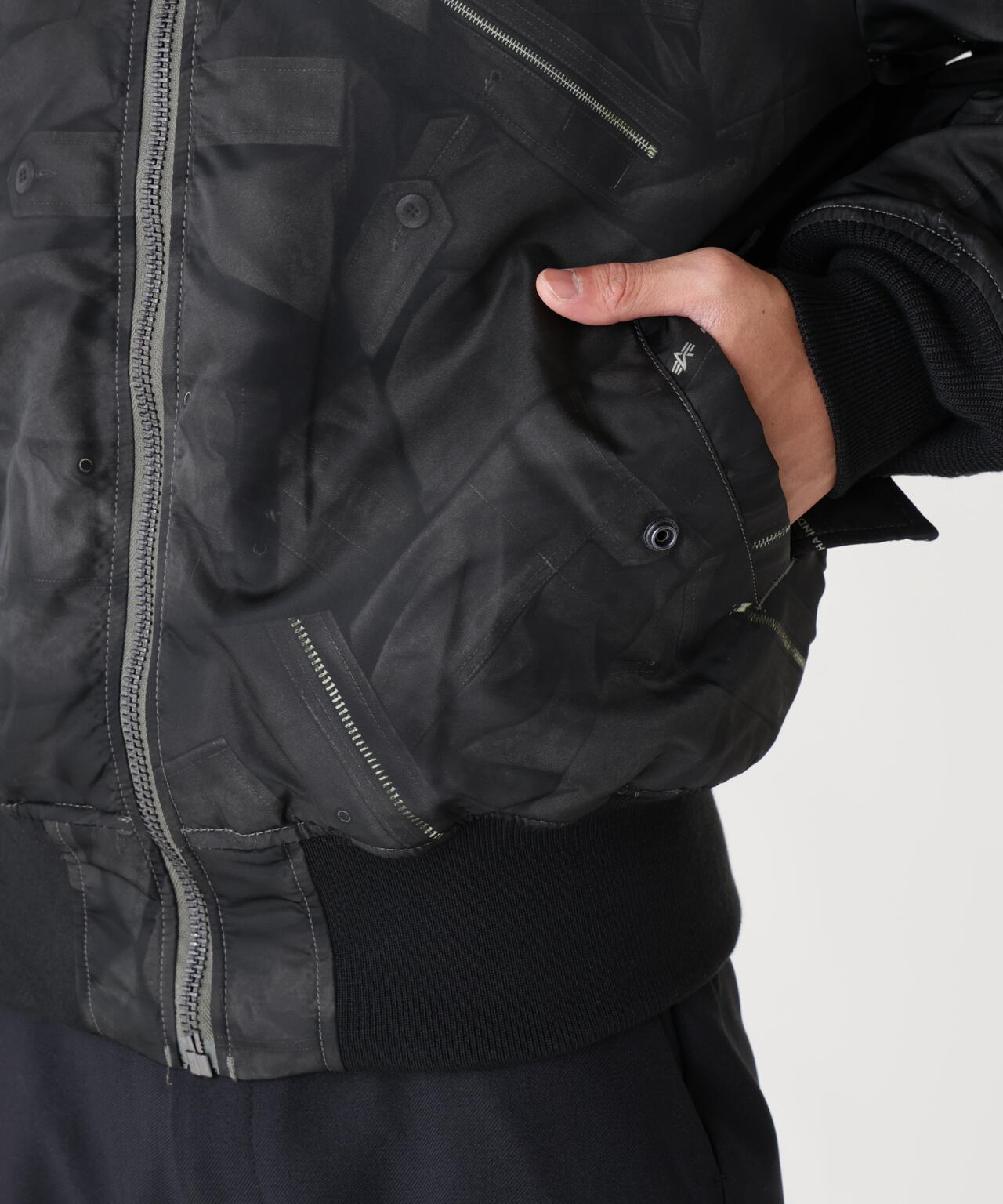 MA-1 ZIPPERED PRINT FLIGHT JACKET