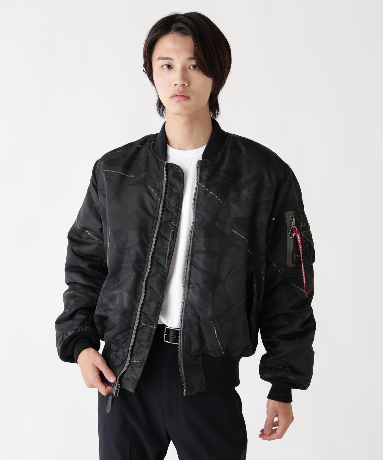 MA-1 ZIPPERED PRINT FLIGHT JACKET