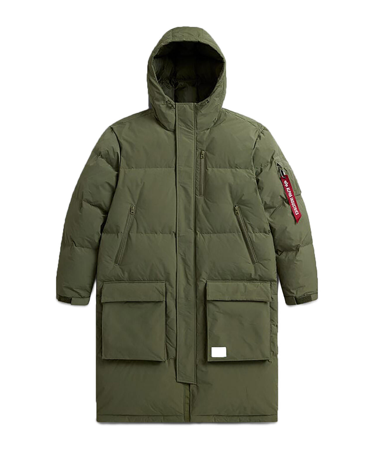 ALPHA INDUSTRIES ダウンジャケット XL カーキ ネックボア LONG PUFFER PARKA ｜アルファ インダストリーズ