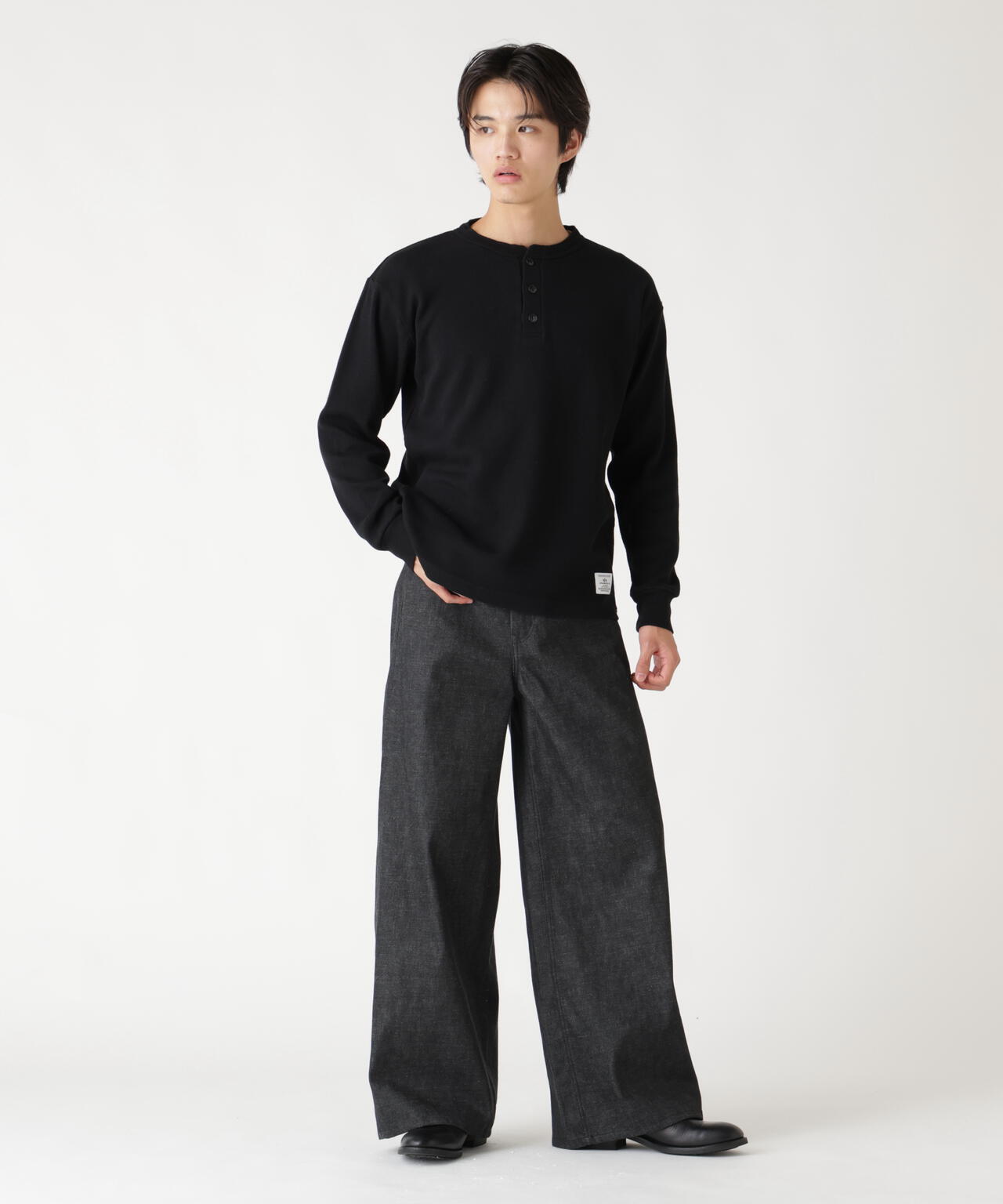 HONEYCOMB WAFFLE LS HENLEY NECK T-SHIRT ｜アルファ インダストリーズ