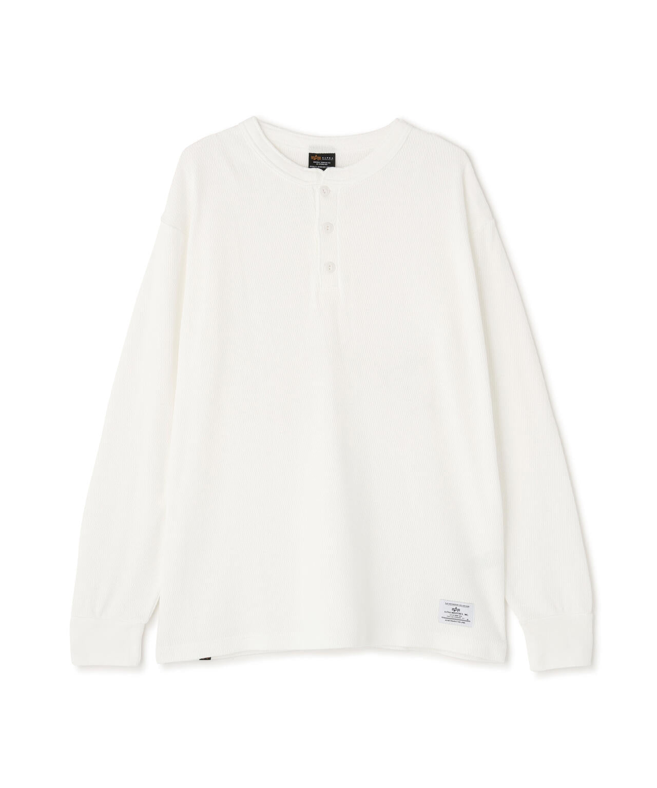 HONEYCOMB WAFFLE LS HENLEY NECK T-SHIRT ｜アルファ インダストリーズ