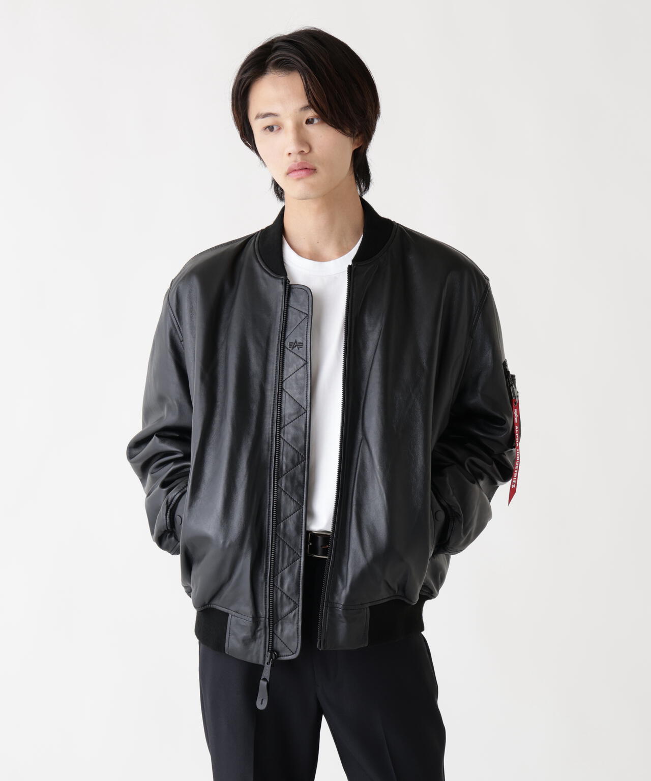 ALPHA INDUSTRIES MA-1レザージャケットGENUINE LEATHER MA-1 FLIGHT JACKET ｜アルファ インダストリーズ