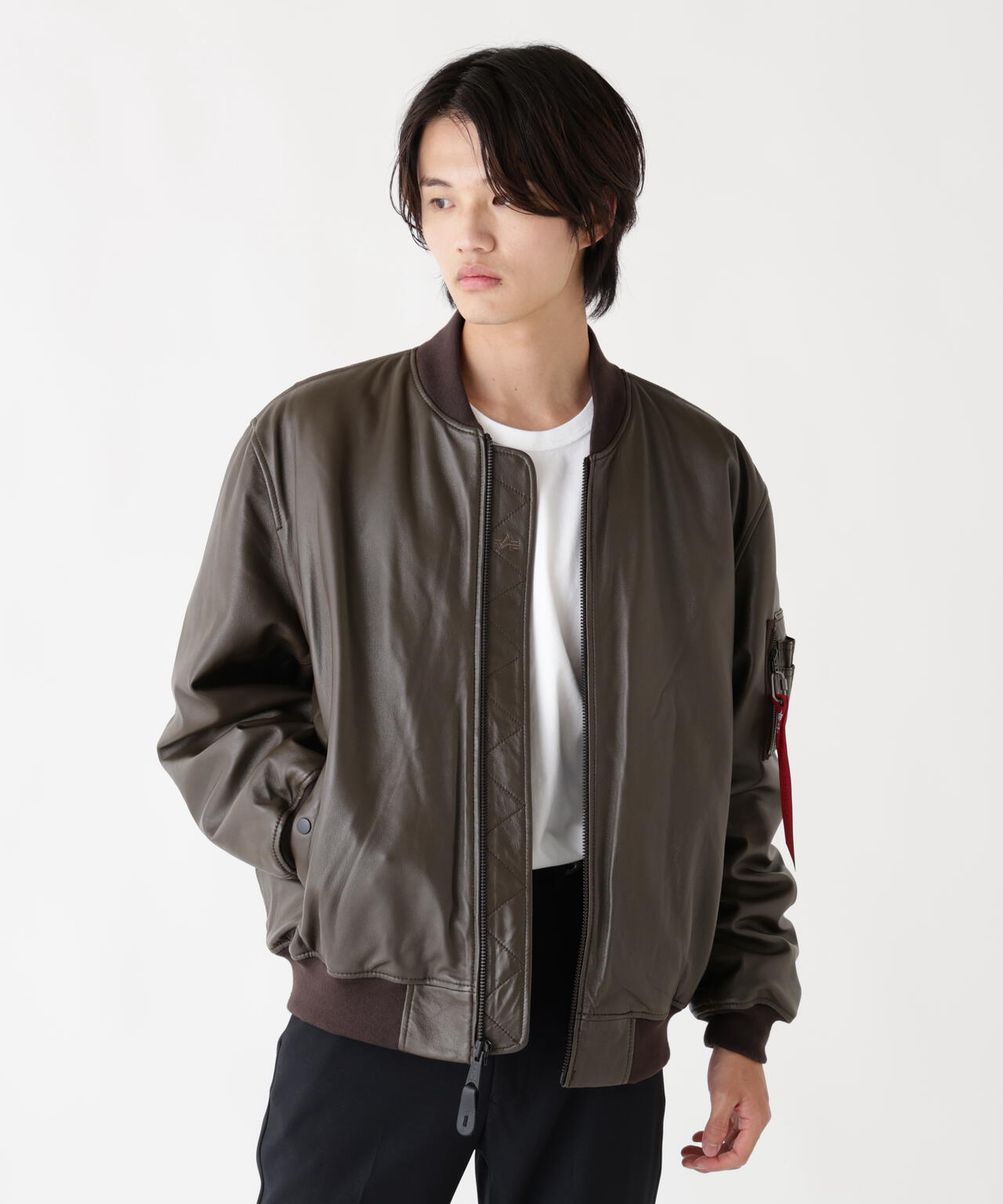 ALPHA INDUSTRIES MA-1レザージャケットGENUINE ALPHA INDUSTRIES MA-1レザージャケットGENUINE