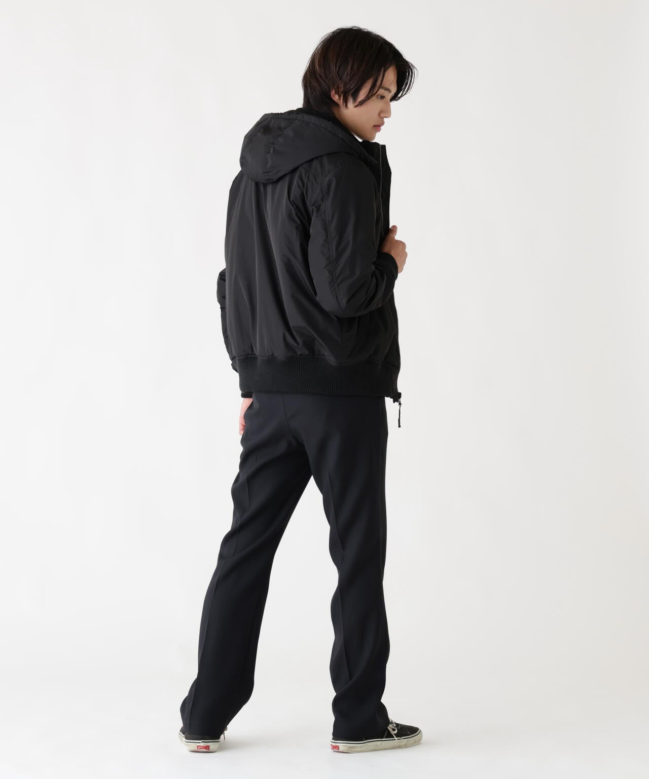 HOODED RIB FLIGHT JACKET