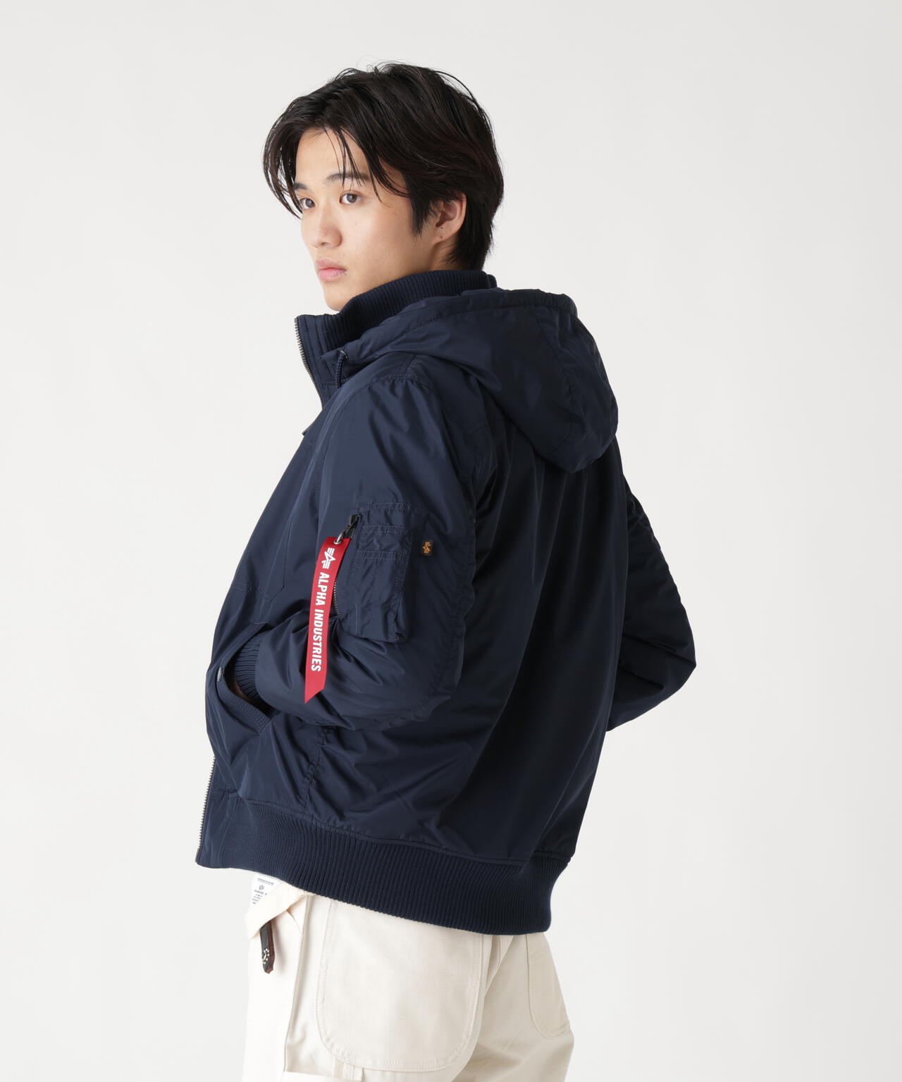 HOODED RIB FLIGHT JACKET