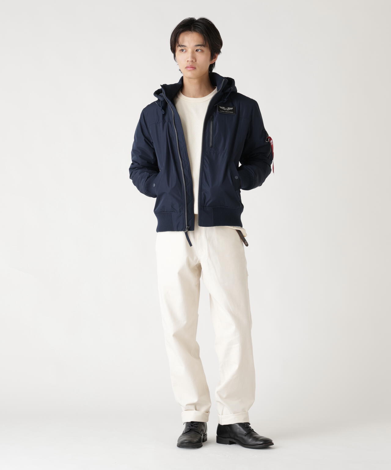 HOODED RIB FLIGHT JACKET