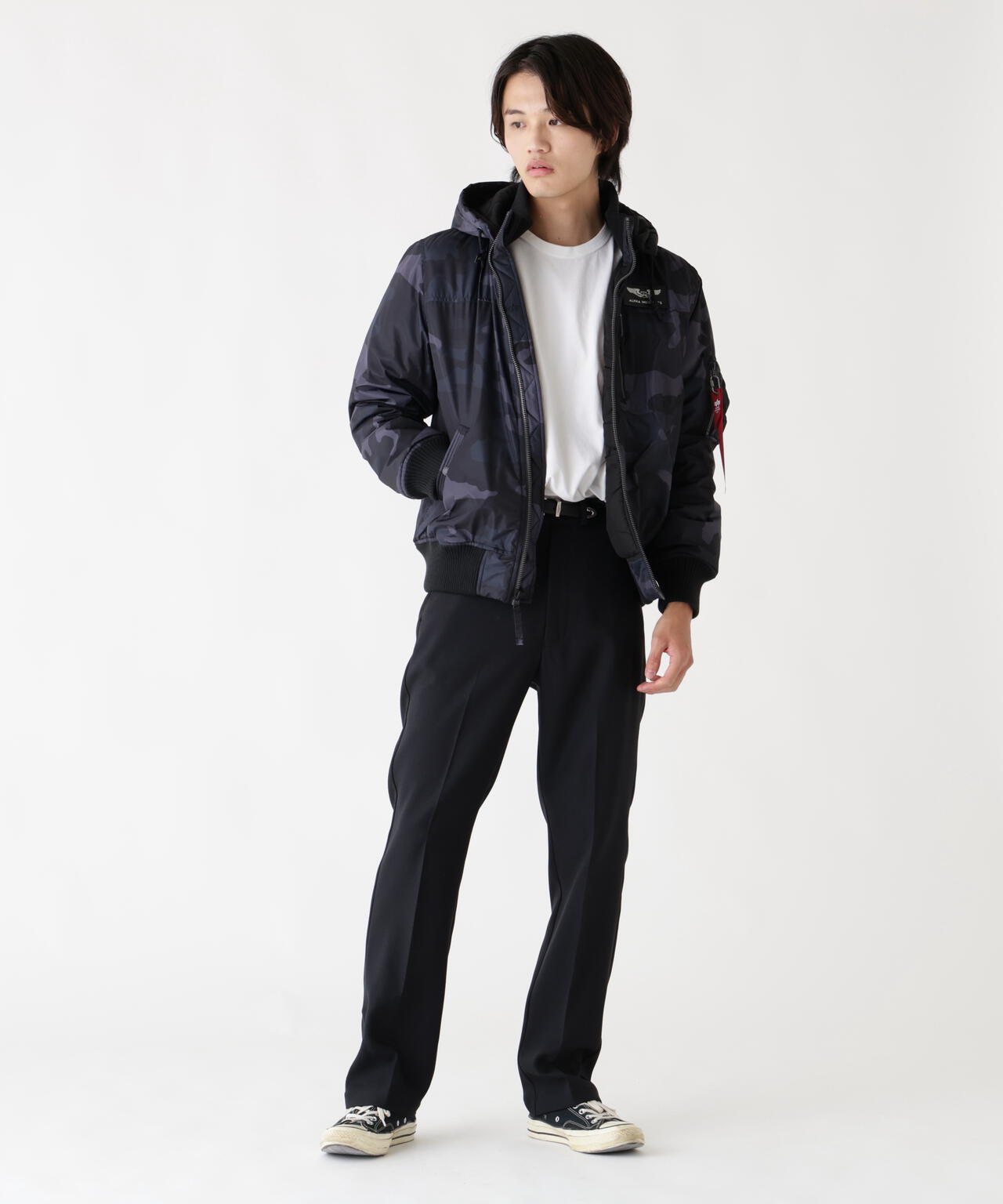 HOODED RIB FLIGHT JACKET