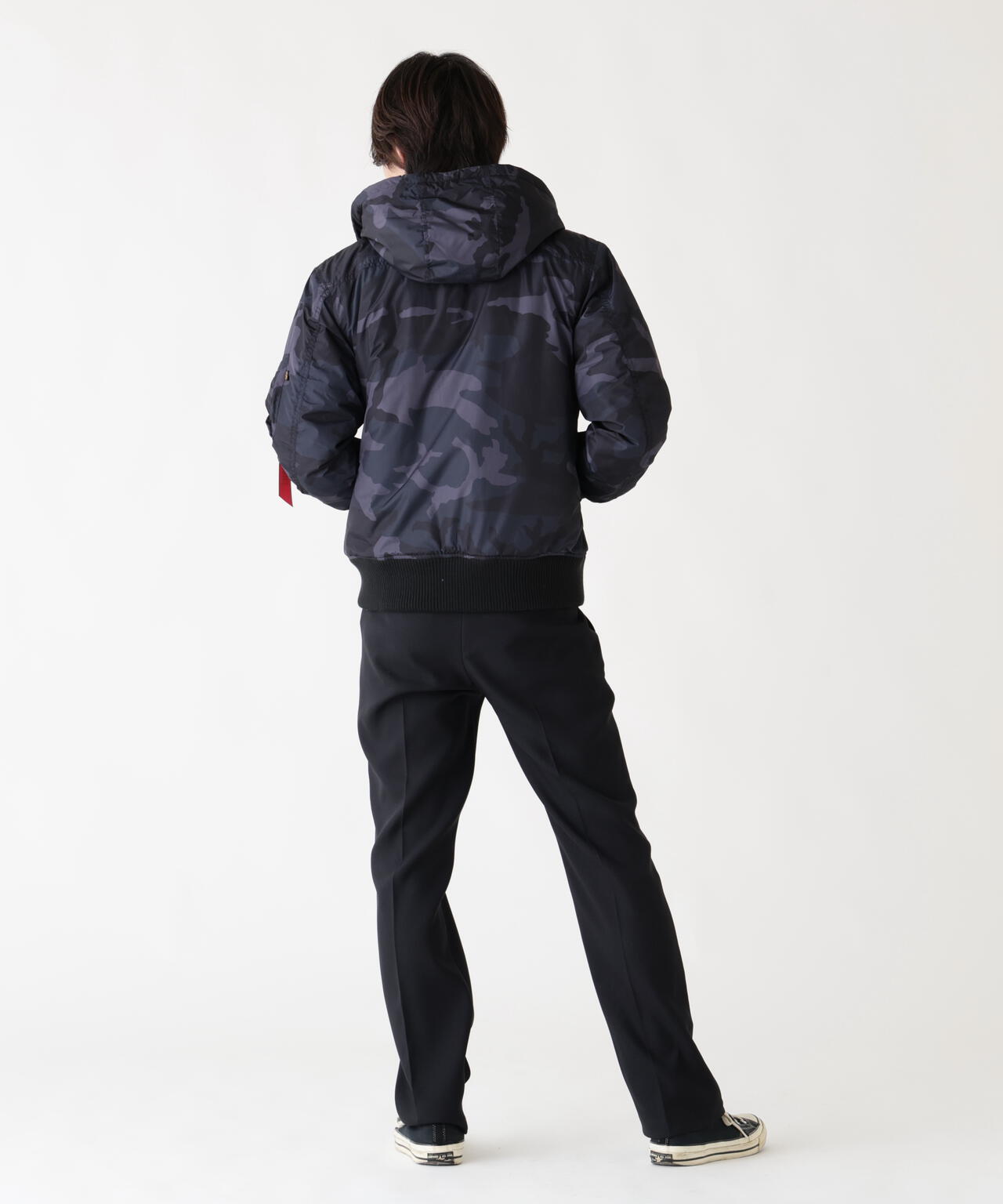 HOODED RIB FLIGHT JACKET
