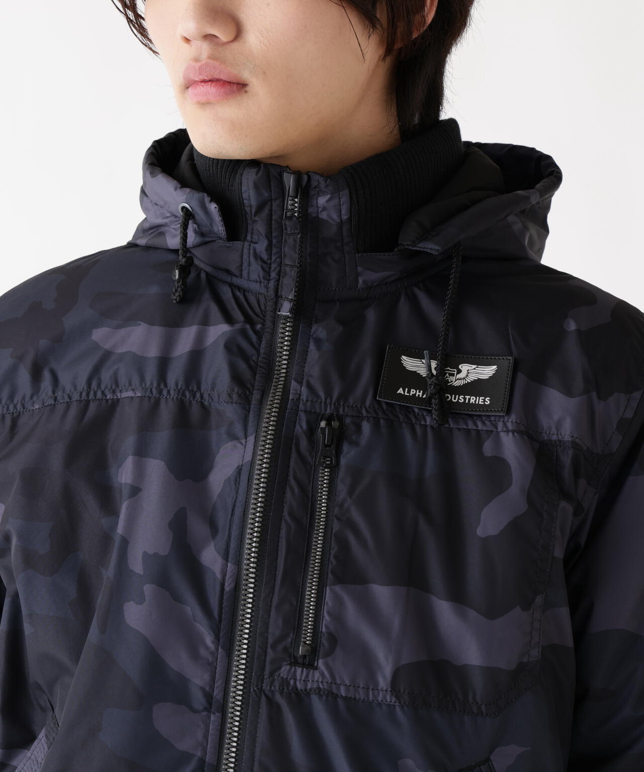 HOODED RIB FLIGHT JACKET