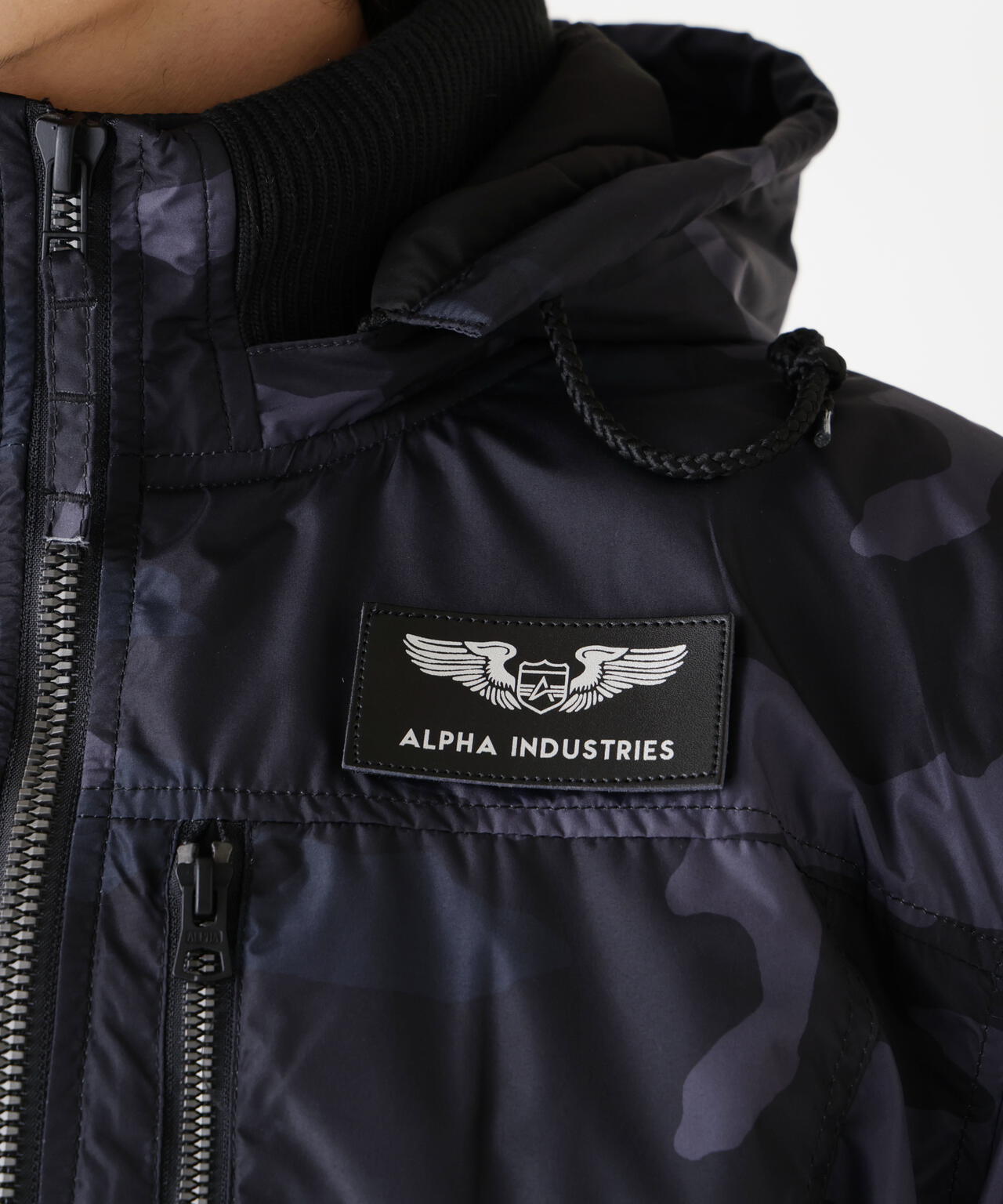 HOODED RIB FLIGHT JACKET