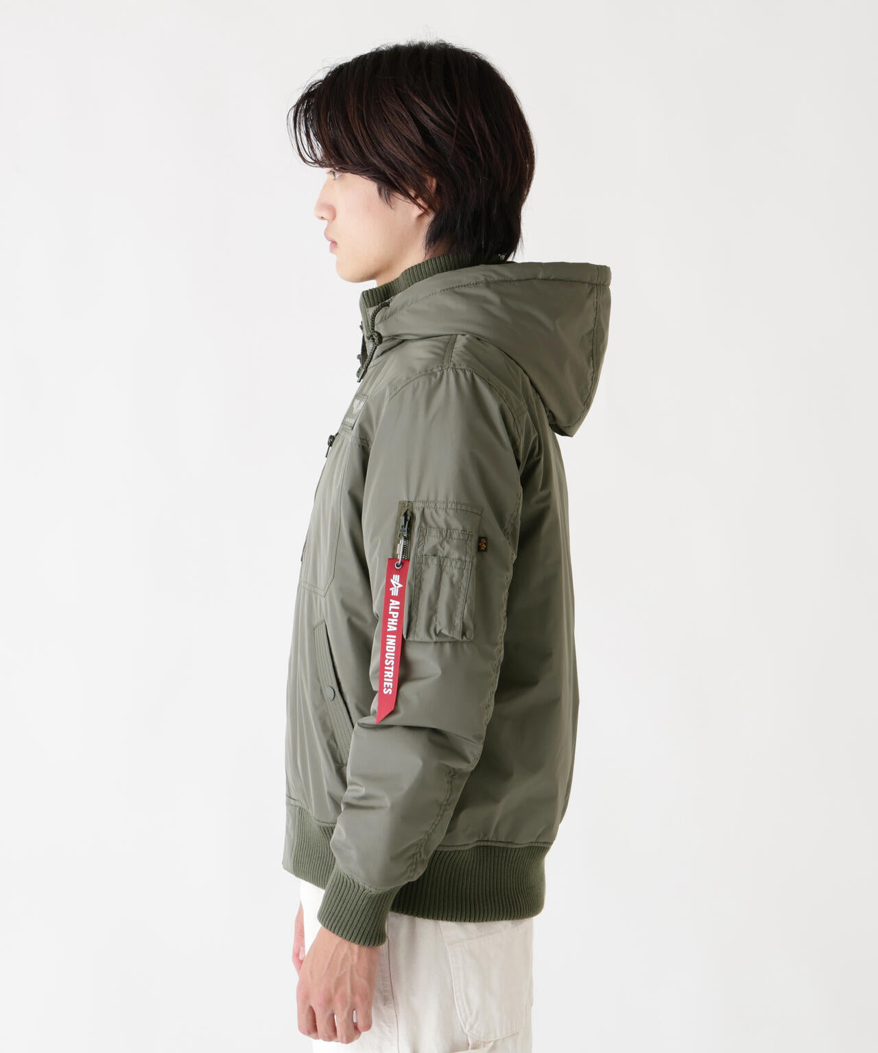 PATCHED HOODED RIB FLIGHT JACKET