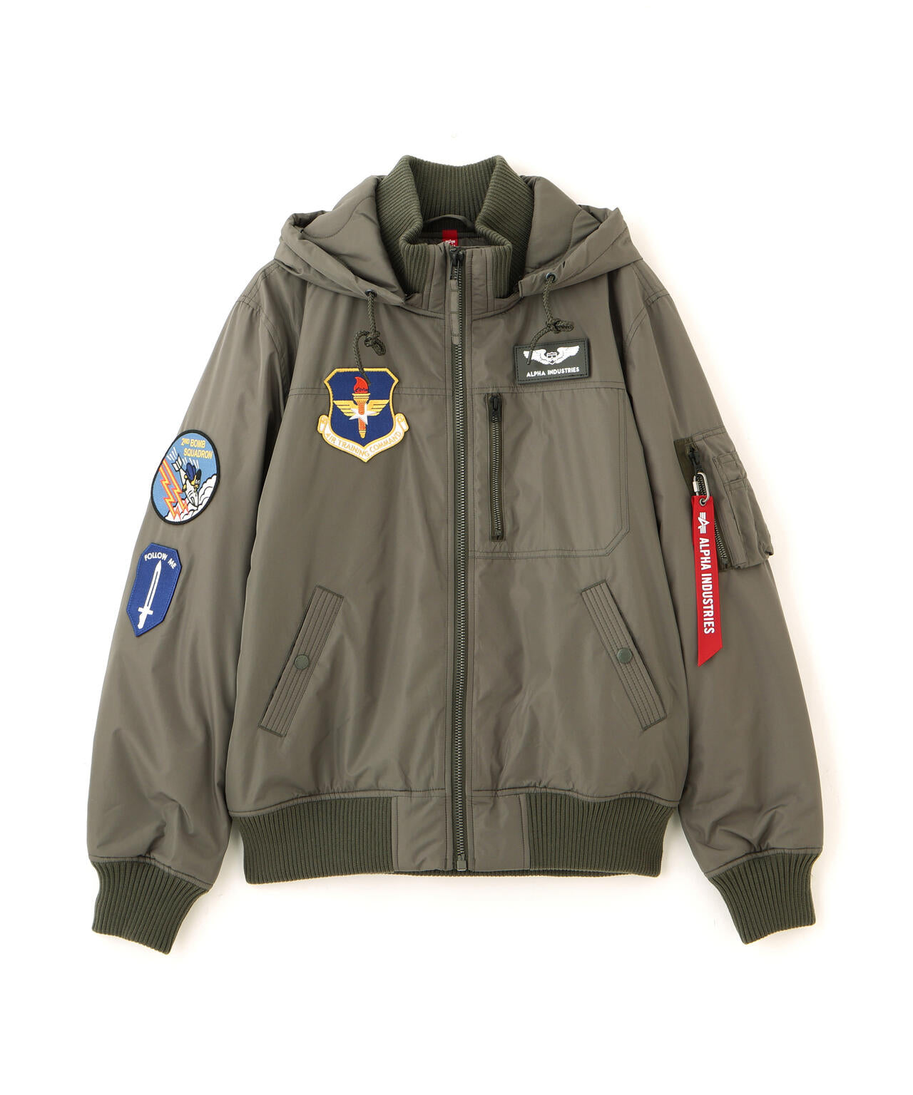 PATCHED HOODED RIB FLIGHT JACKET
