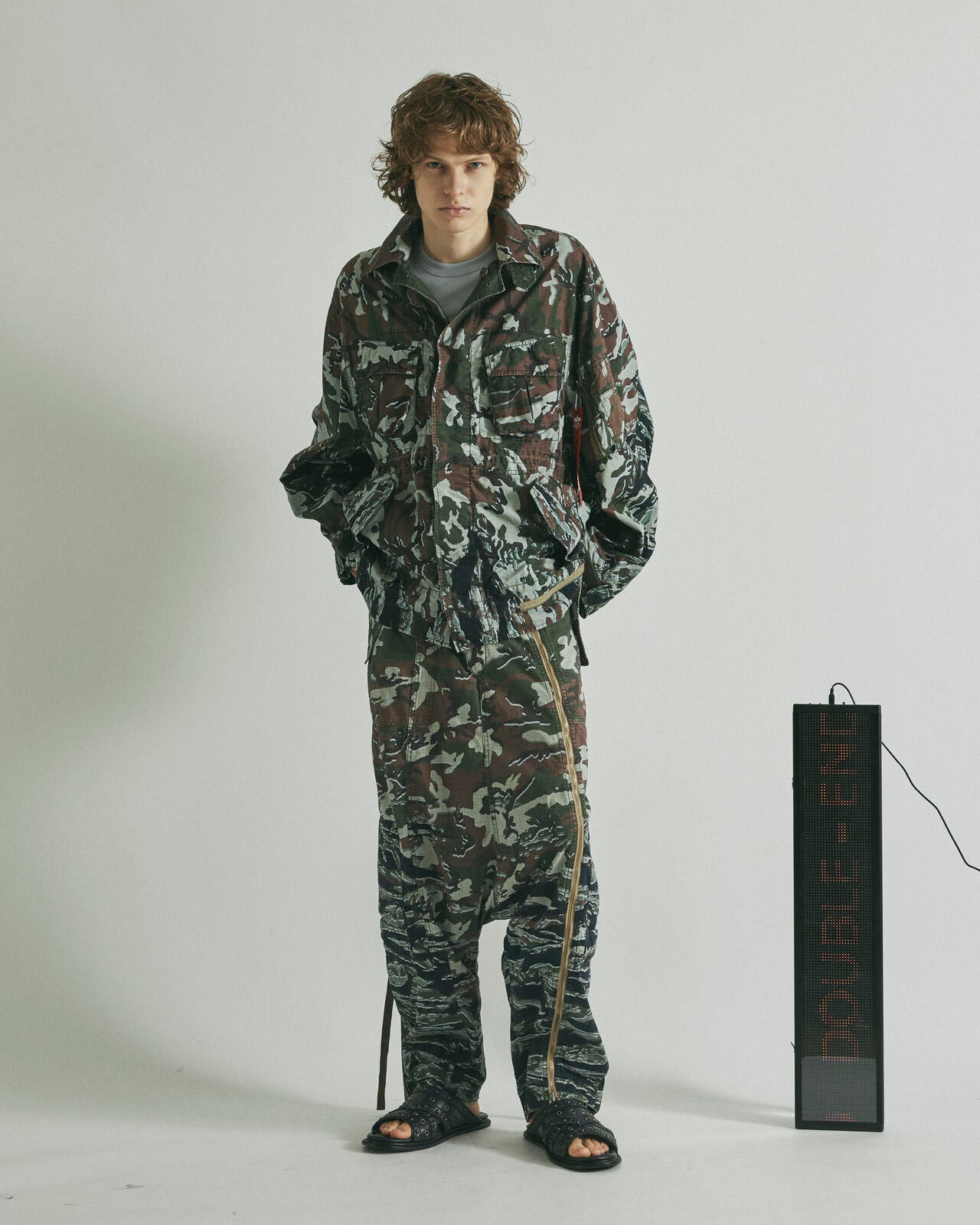 beautiful people × Alpha｜double-end camouflage cargo pants