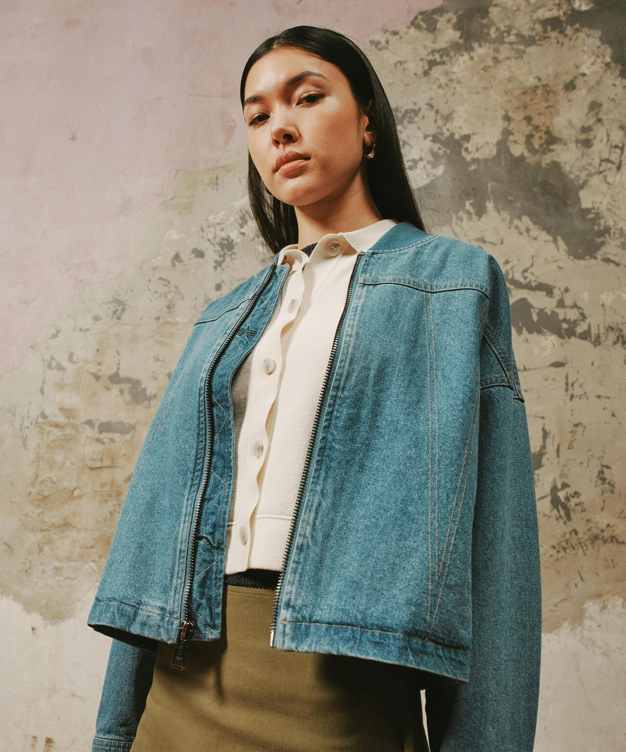 DENIM RELAXED FLIGHT JACKET WOMEN