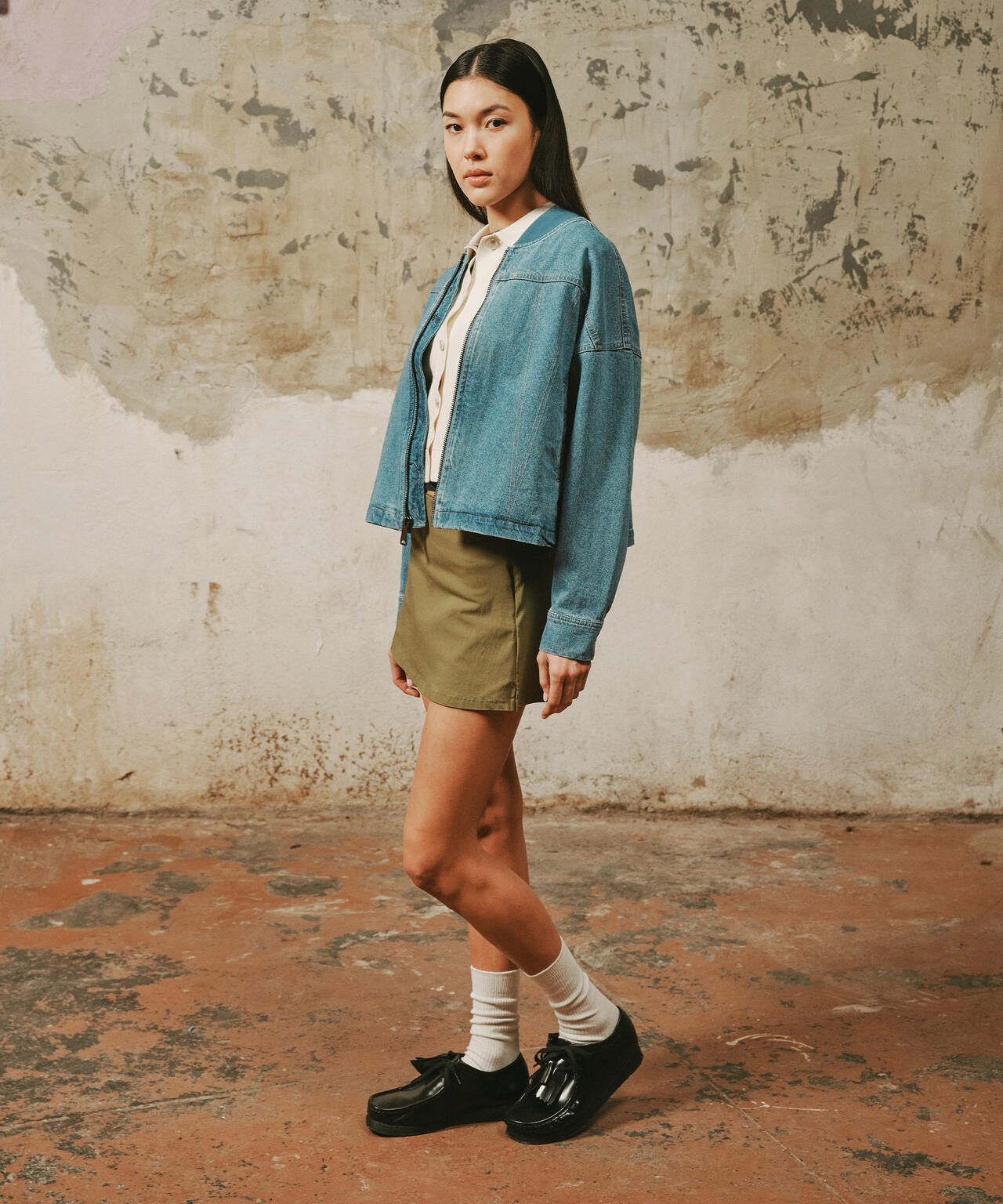 DENIM RELAXED FLIGHT JACKET WOMEN