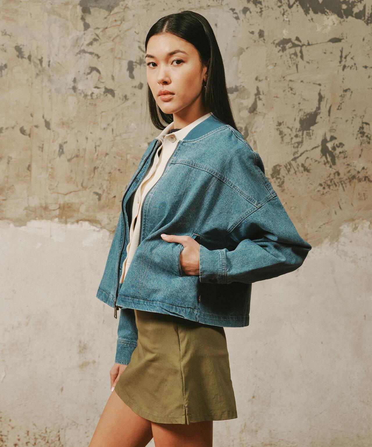 DENIM RELAXED FLIGHT JACKET WOMEN