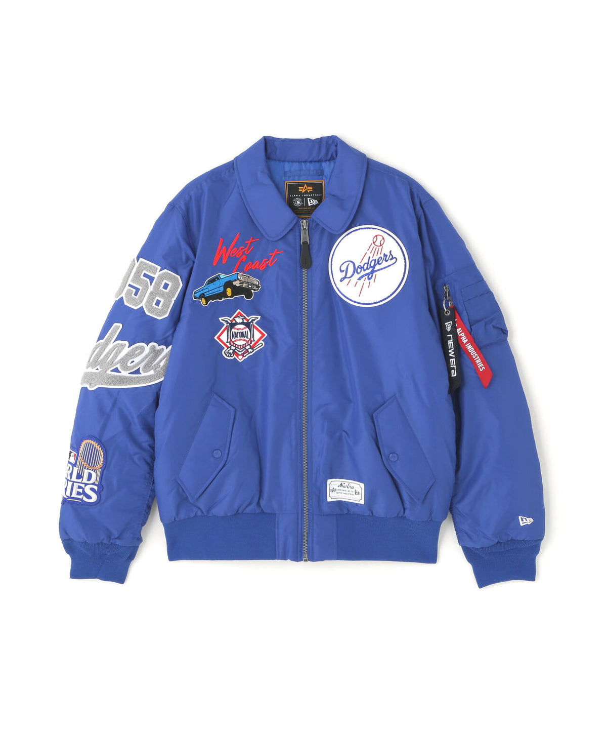 《MLB X ALPHA X NEW ERA》MA-1 FLIGHT JACKET ロサンゼルス・ドジャース　ブルー