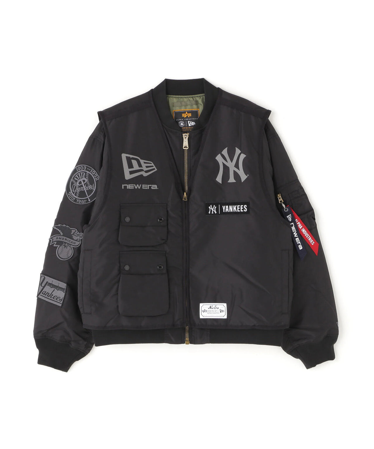 《MLB X ALPHA X NEW ERA》MA-1 2in1 FLIGHT JACKET & VEST ニューヨーク・ヤンキース