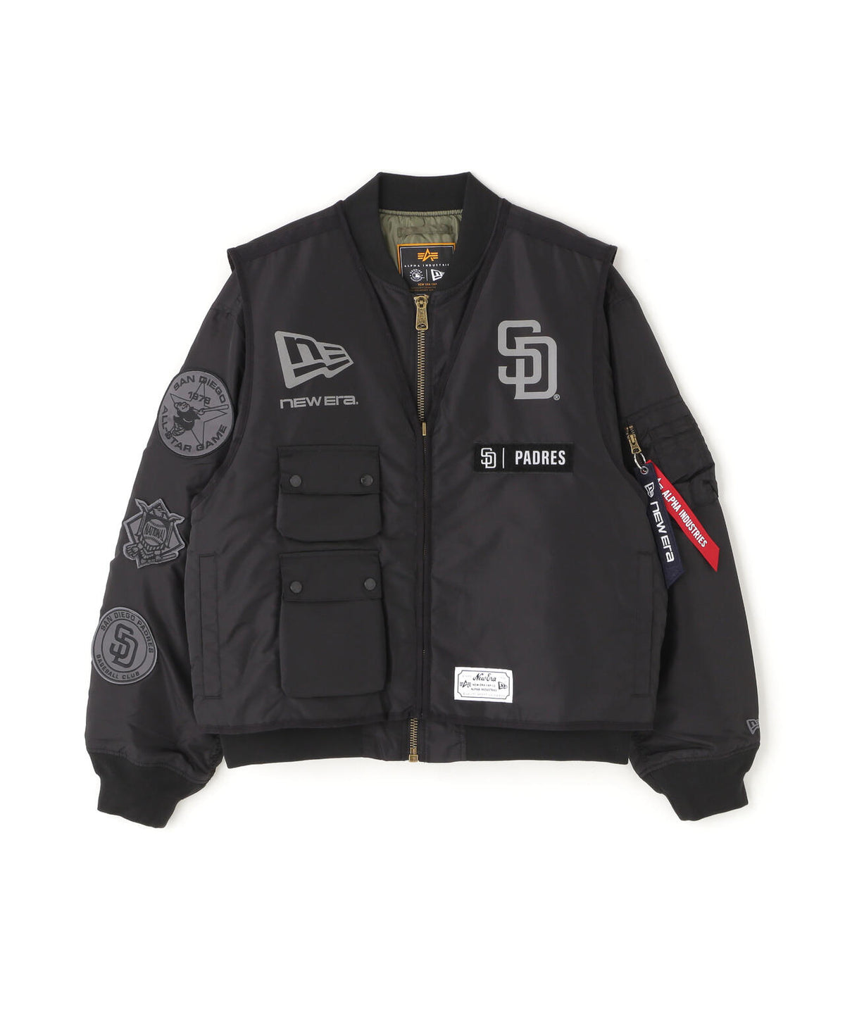 《MLB X ALPHA X NEW ERA》MA-1 2in1 FLIGHT JACKET & VEST サンディエゴ・パドレス