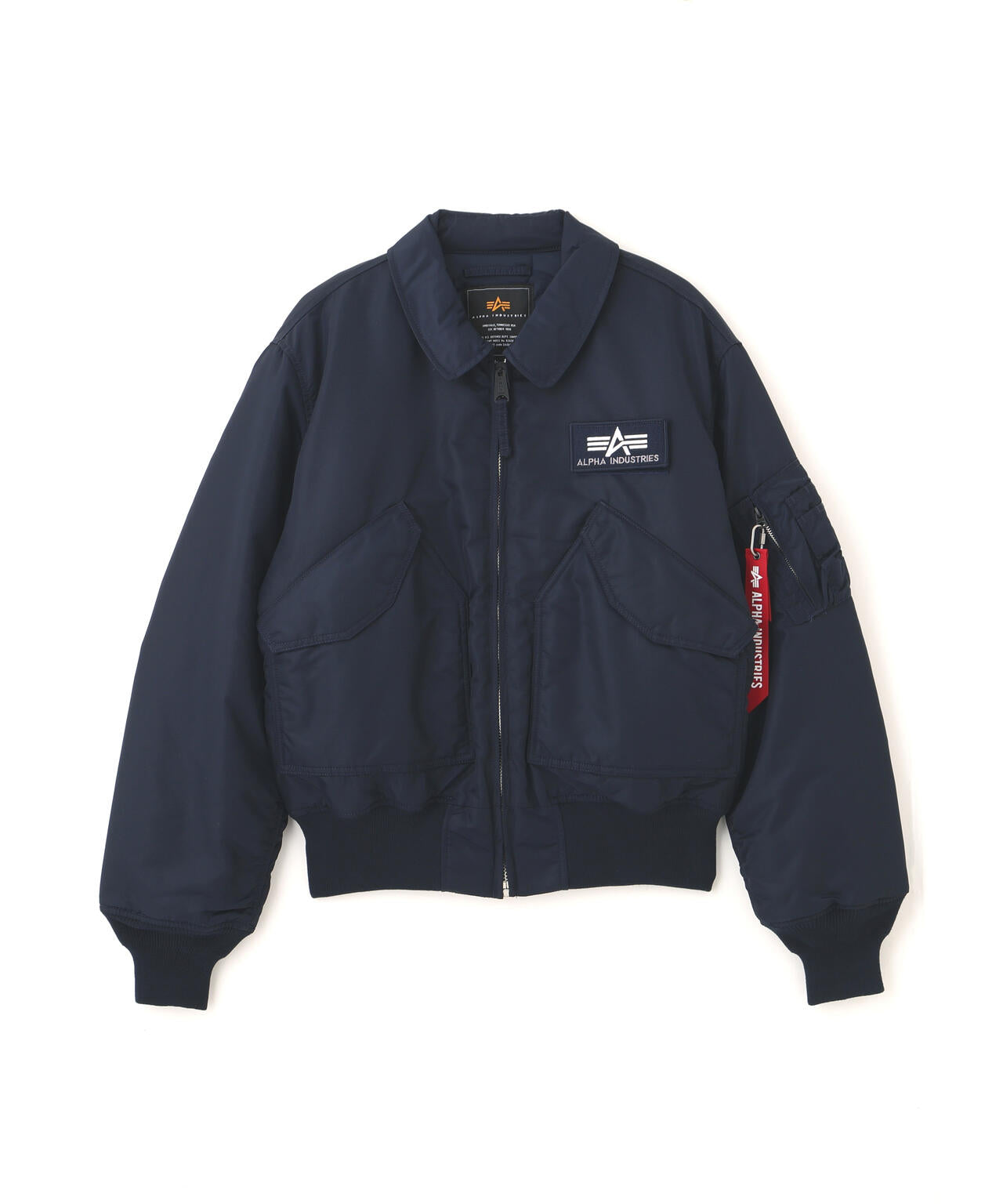 ALPHA ミリタリージャケット ネイビー　CWU-45 アルファ　ワッペン CWU 45／P HERITAGE FIT FLIGHT JACKET ｜アルファ インダストリーズ