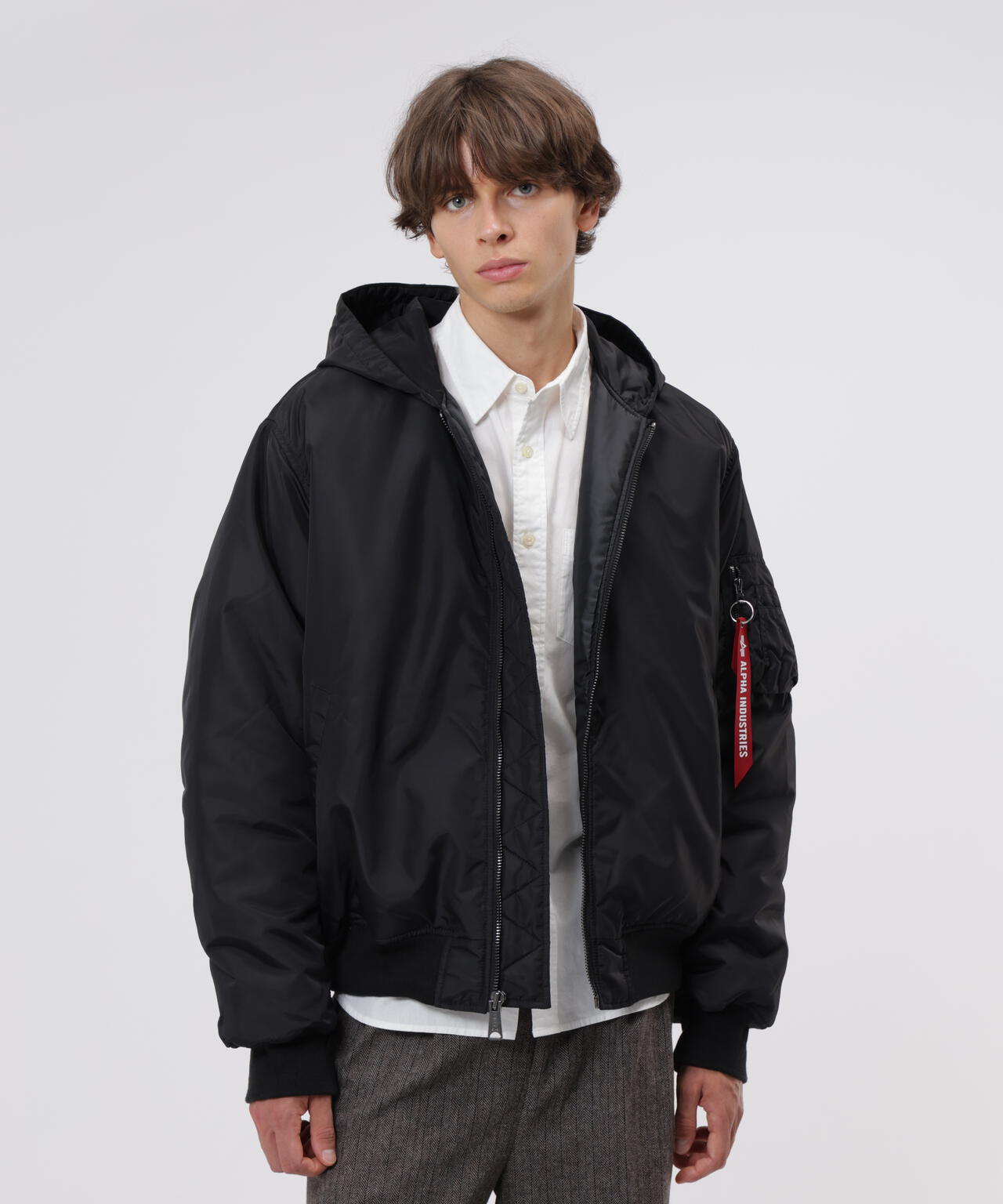 OXFORD MA-1 HOODED RELAXED FIT FLIGHT JACKET ｜アルファ