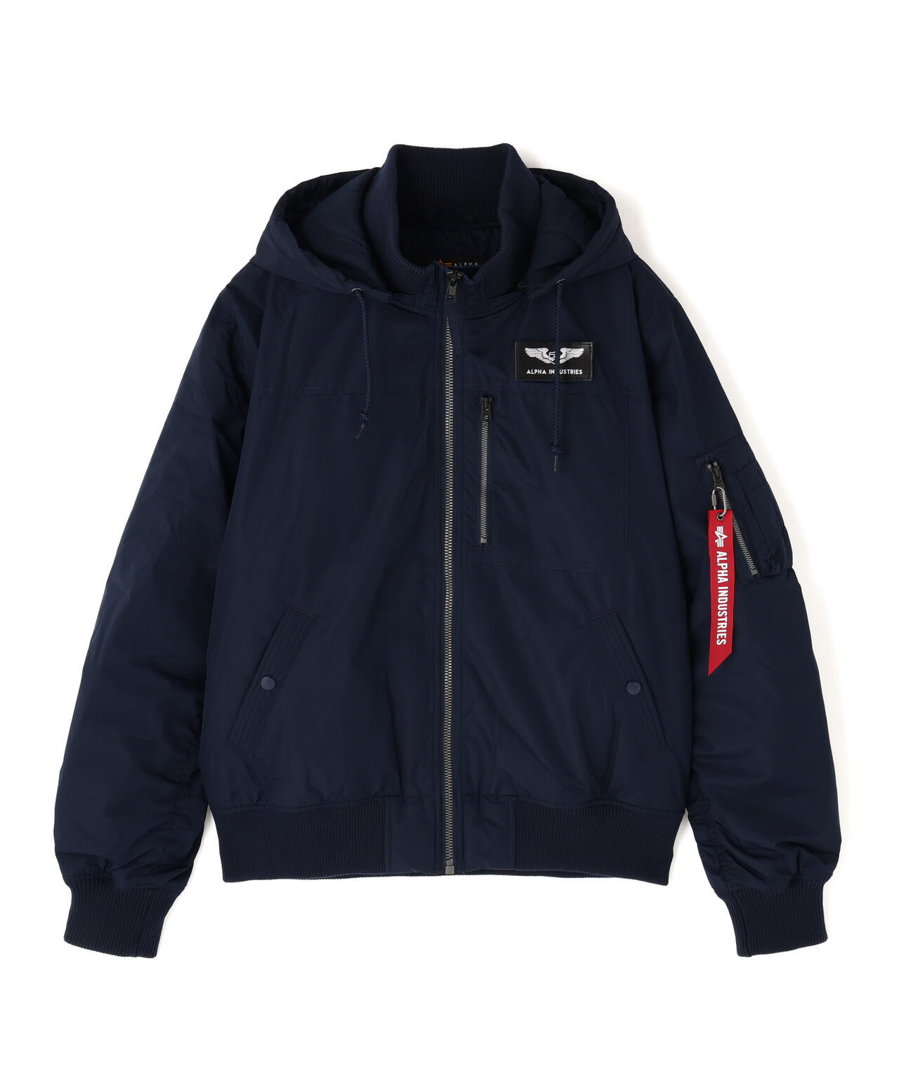 ALPHA INDUSTRIES MA-1 フライトジャケット サイズLネイビー MA‐1 HOODED REGULAR FIT FLIGHT JACKET ｜アルファ インダストリーズ